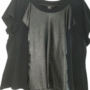 Faux Leather Knit Top